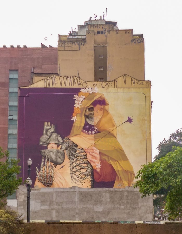 La Santa Muerte Graffiti in Anhangabaú, São Paulo Downtown