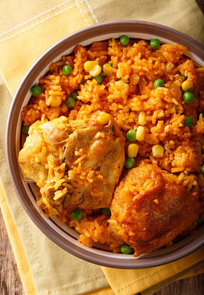 Galinhada dish with chicken and rice