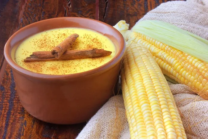 Curau made of corn in a terracotta cooking pot