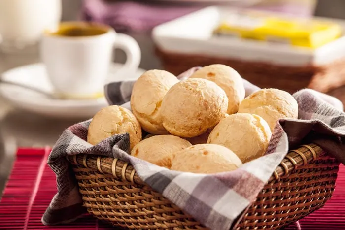 Brazilian cheese bread in a basket