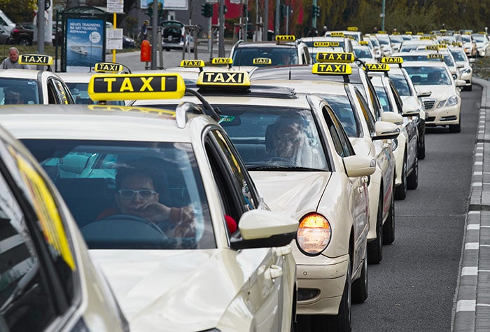 São Paulo taxis in traffic jam