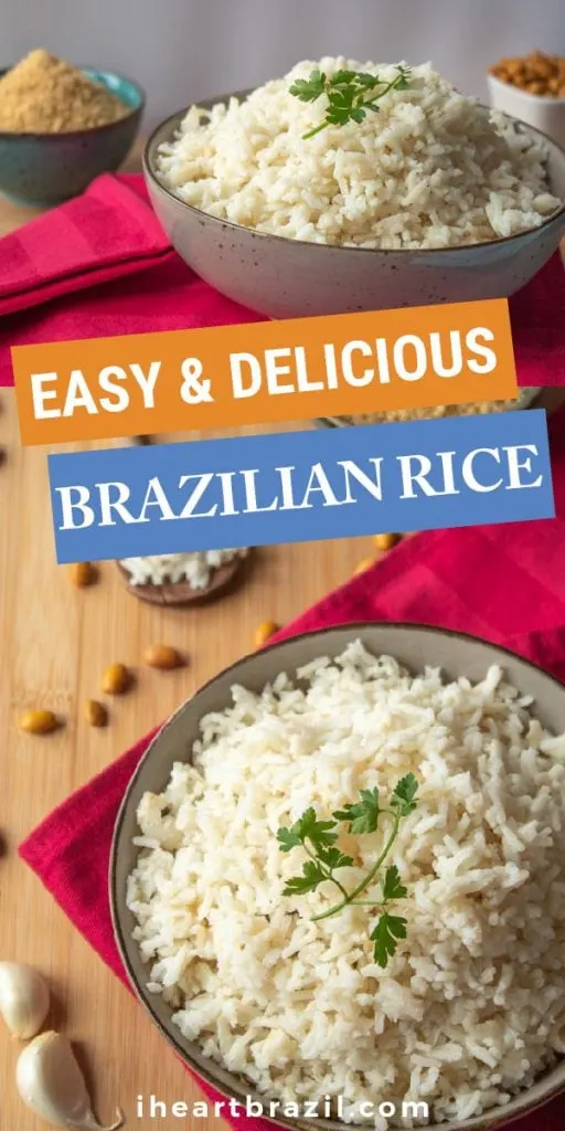 Brazilian rice recipe Pinterest graphic