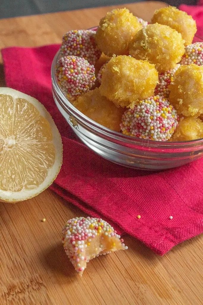 Lemon brigadeiro recipe close-up bite