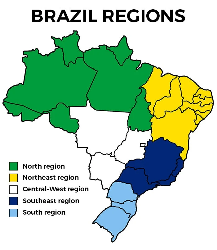 Brazil Political Map With Capital Brasilia, National Borders And