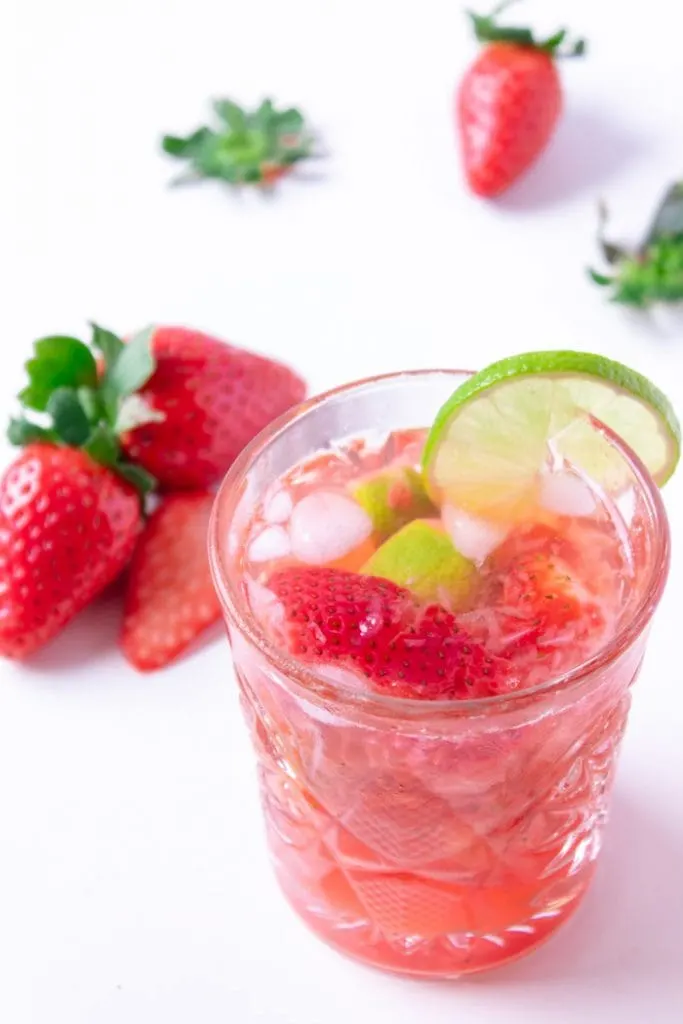 Strawberry caipiroska is a caipirinha with vodka
