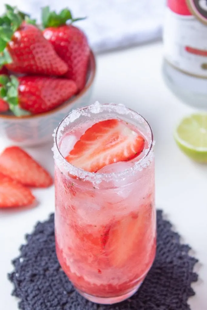 Strawberry caipirinha cocktail