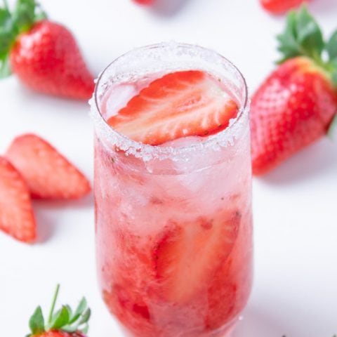 Strawberry caipirinha drink
