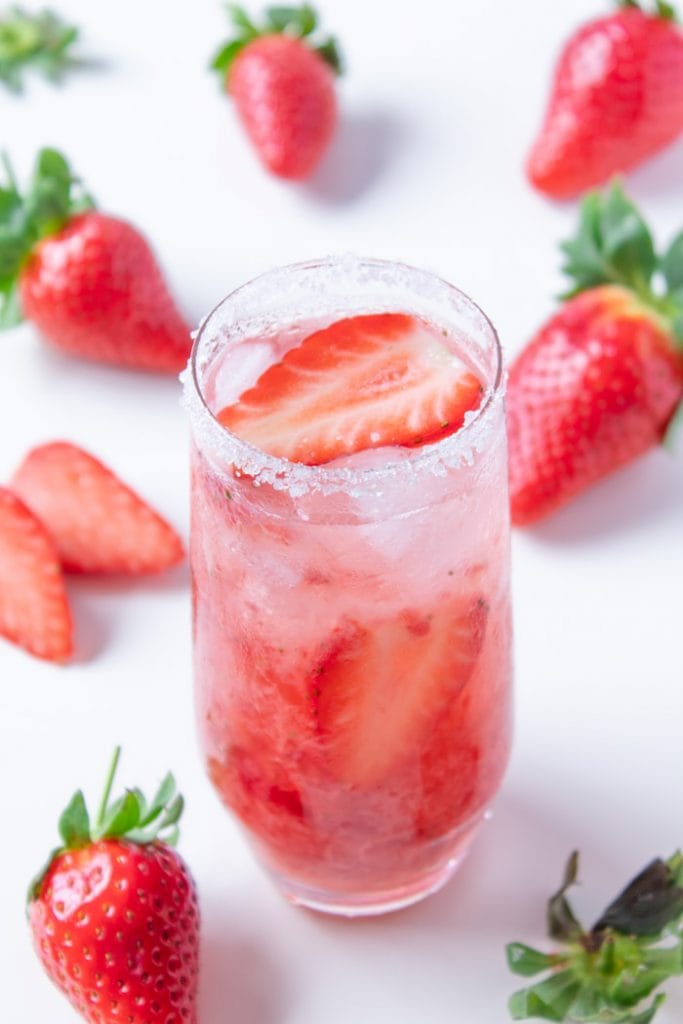 Strawberry caipirinha drink