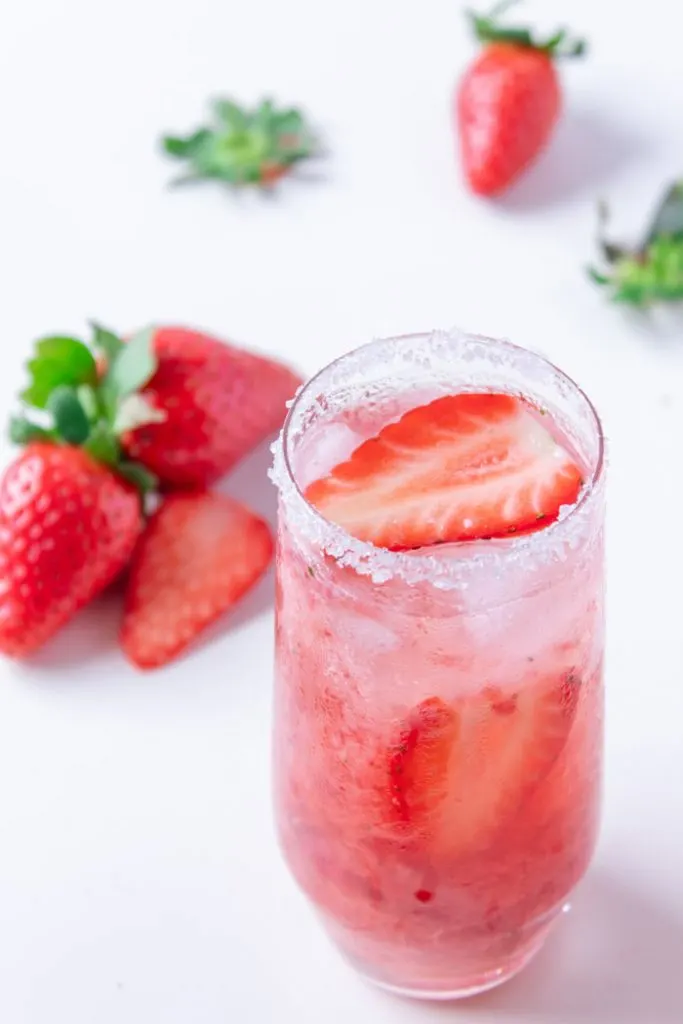 Strawberry caipirinha is made with cachaça