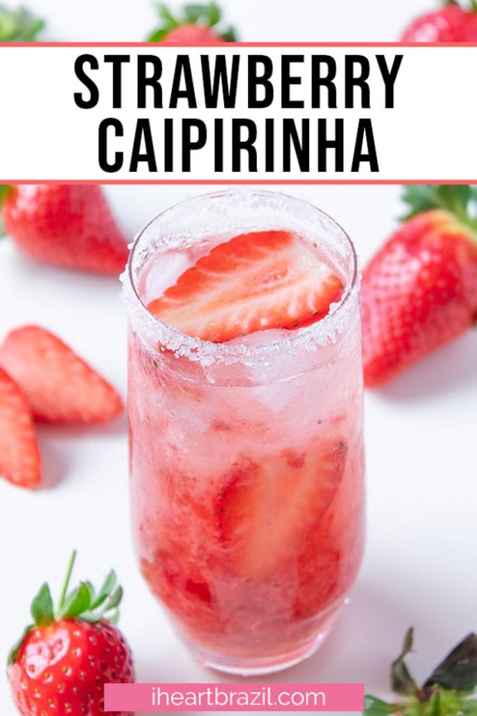 Strawberry caipirinha Pinterest graphic