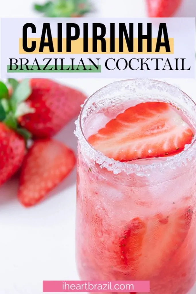 Strawberry caipirinha Pinterest graphic