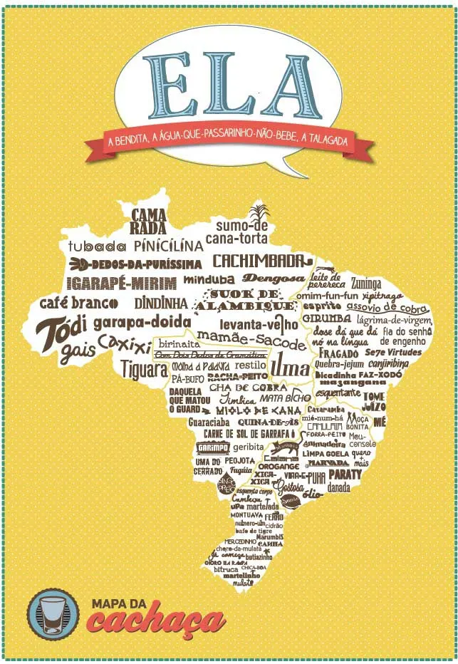 Synonyms of cachaça around Brazil