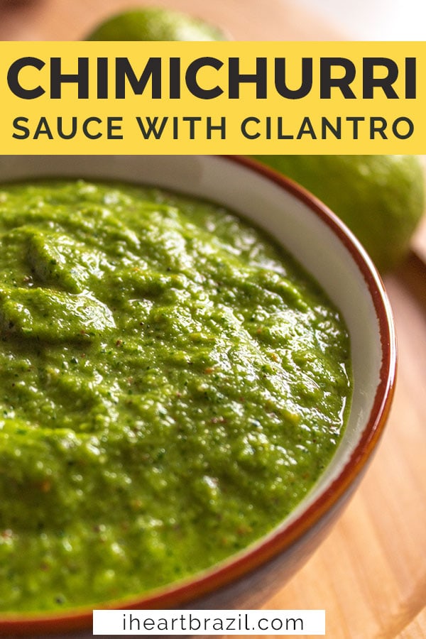 Cilantro chimichurri sauce recipe Pinterest graphic