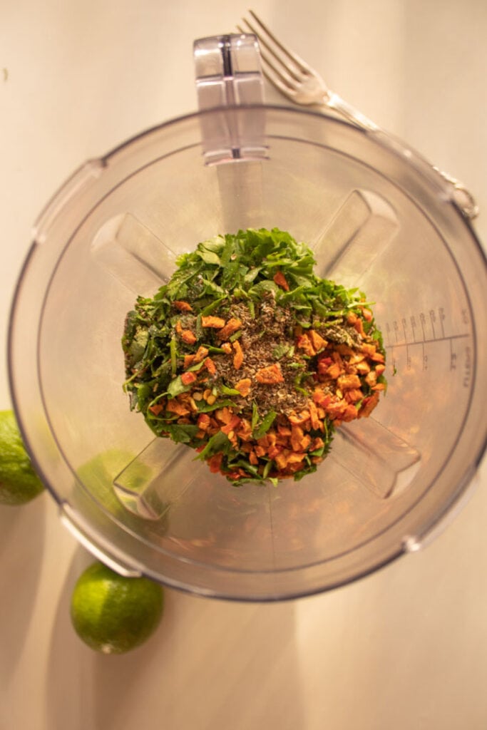 Ingredients for cilantro chimichurri sauce recipe