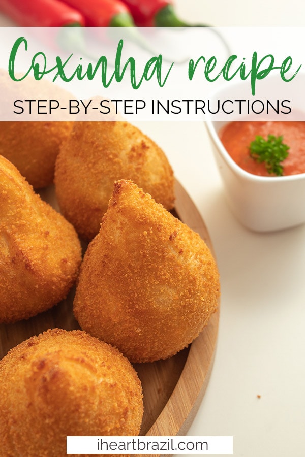 Coxinha recipe Pinterest graphic