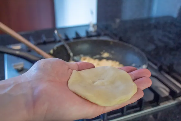 Flat disc Coxinha dough