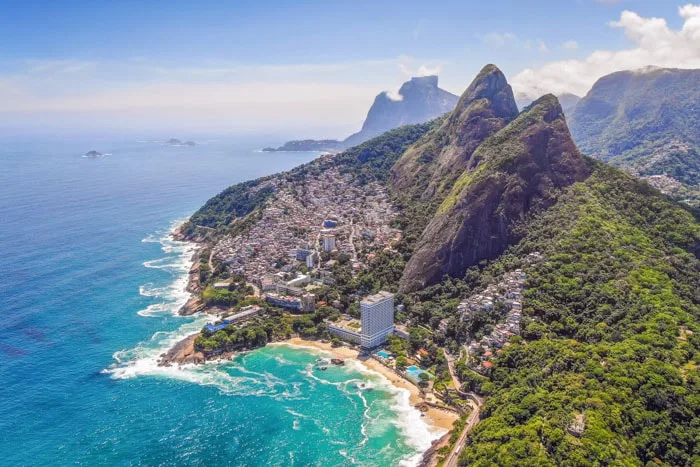 Aerial view of Vidigal Beach in Rio de Janeiro