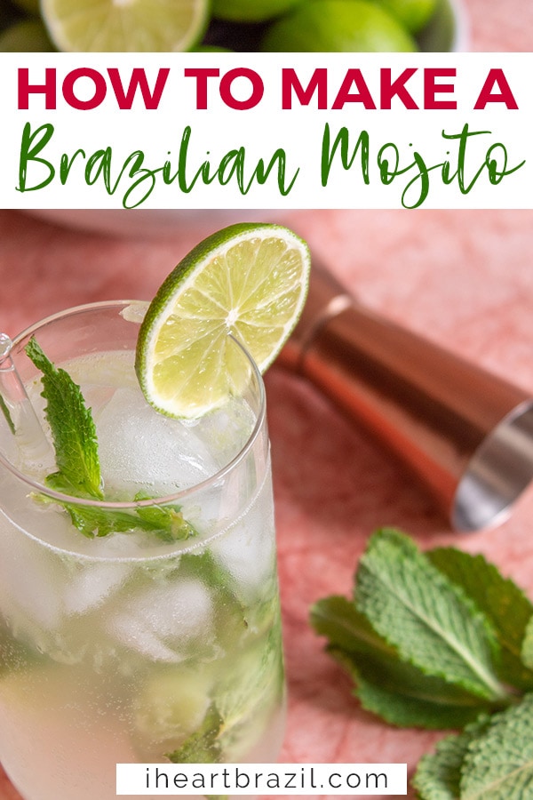 Brazilian mojito recipe Pinterest graphic