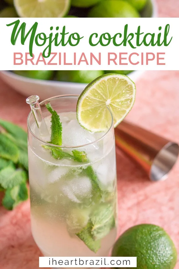 Brazilian mojito recipe Pinterest graphic