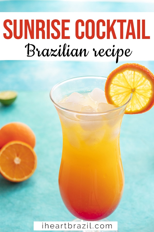 Brazilian Sunrise Cocktail Pinterest graphic