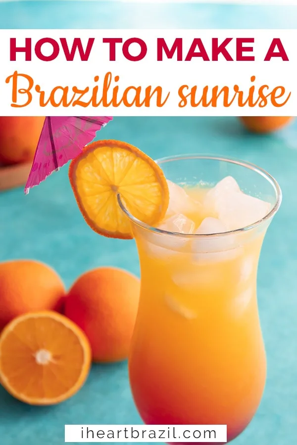 Brazilian Sunrise Cocktail Pinterest graphic