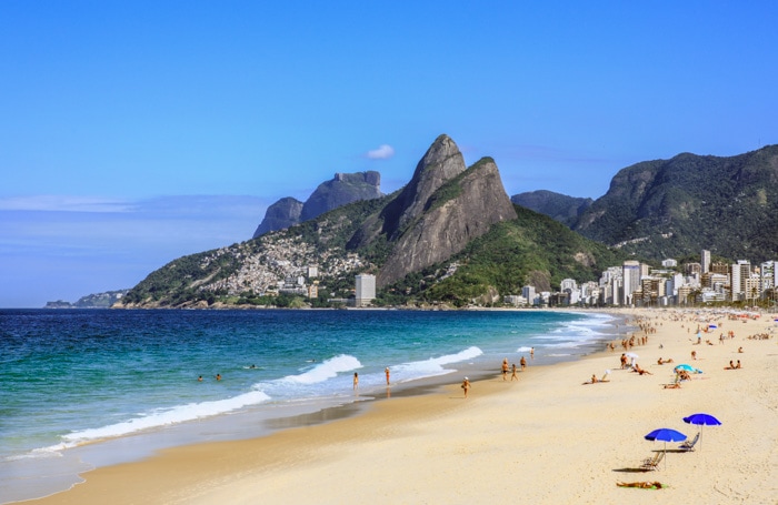 Leblon Beach and Two Brothers Hills in Rio de Janeiro