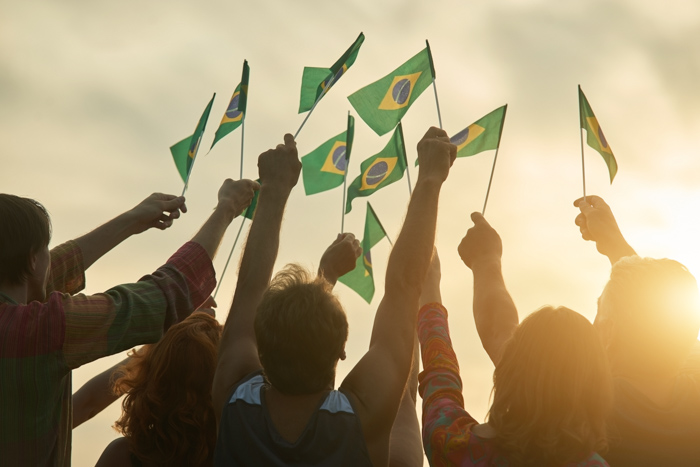 Brazilian community raising flags