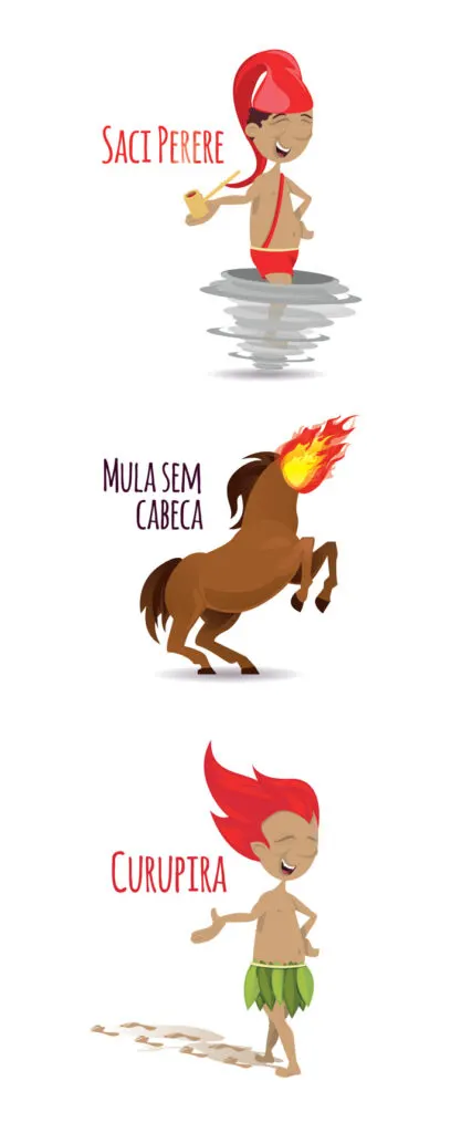 Cartoon of Brazilian folklore characters