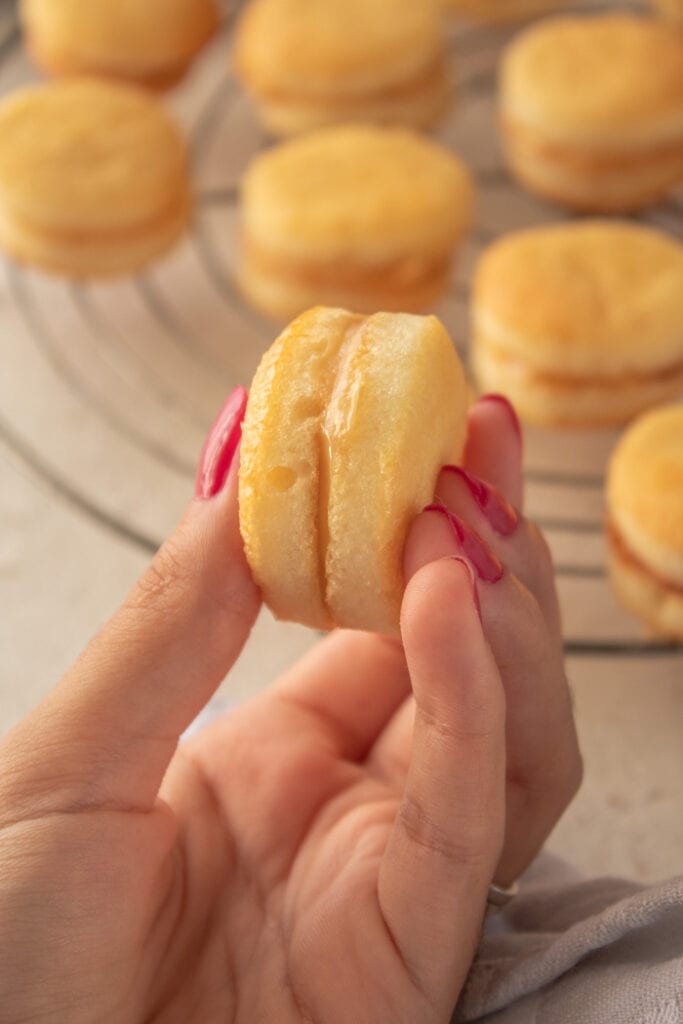 Brazilian wedding cookies with dulce de leche