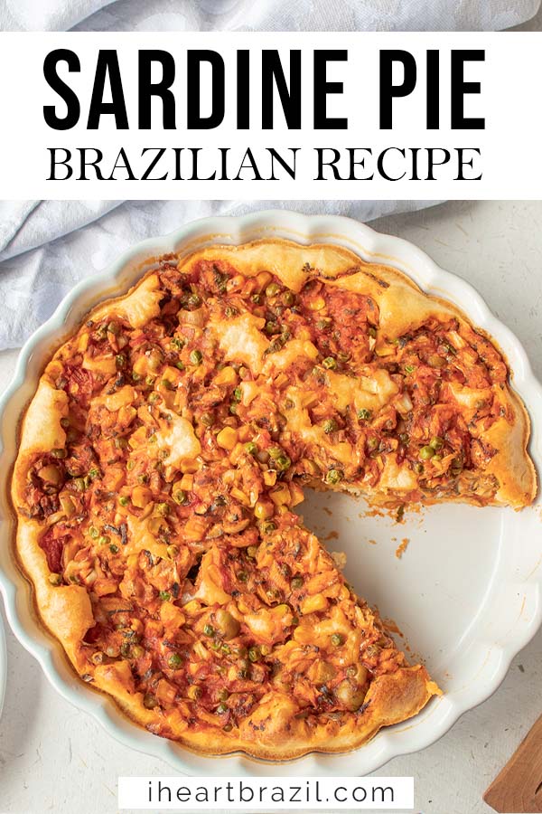 Brazilian sardine pie Pinterest graphic