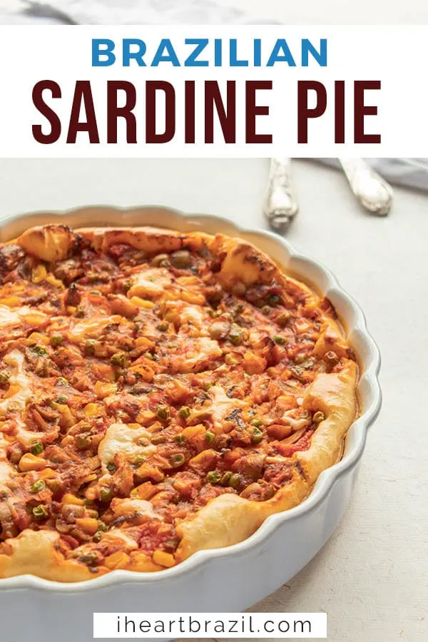 Brazilian sardine pie Pinterest graphic