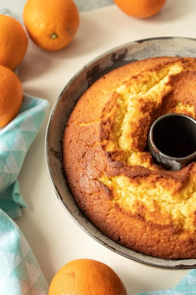 Brazilian orange cake on a pan