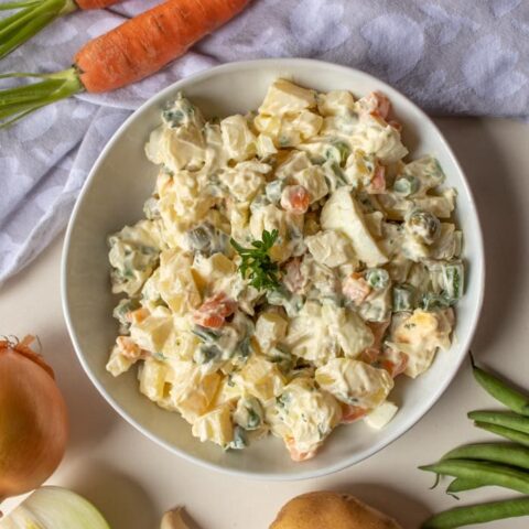 Brazilian potato salad, called salada de maionese in Portuguese