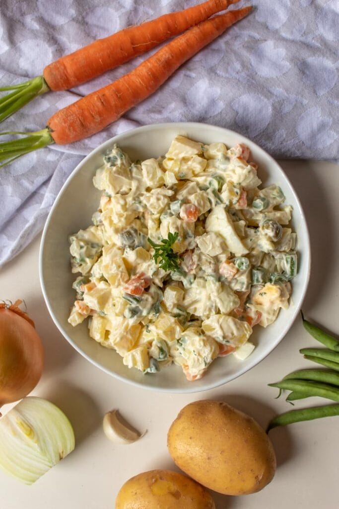 Brazilian potato salad, called salada de maionese in Portuguese