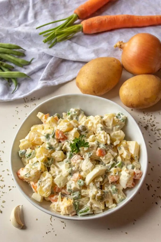 Brazilian potato salad, called salada de maionese in Portuguese