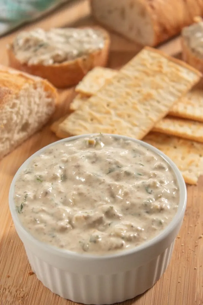 Sardine pate on serving bowl