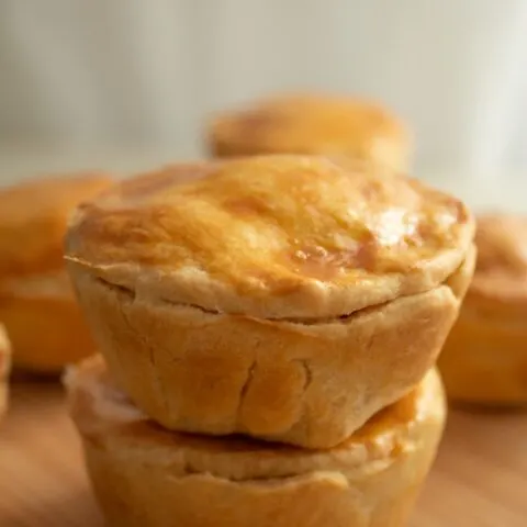 Chicken hand pies stacked on top of each other