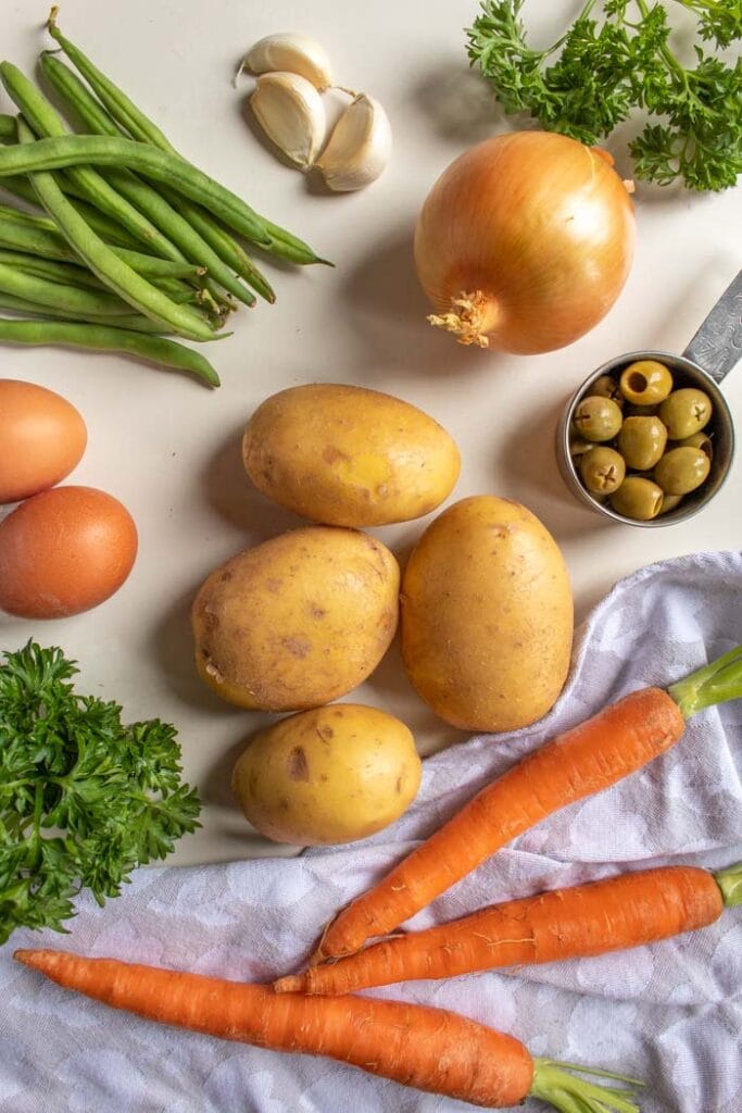 Vegetables for Brazilian potato salad