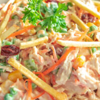 Brazilian chicken salad closeup