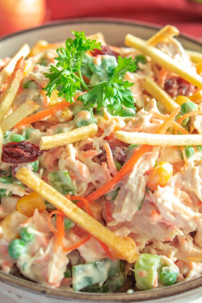 Brazilian chicken salad closeup