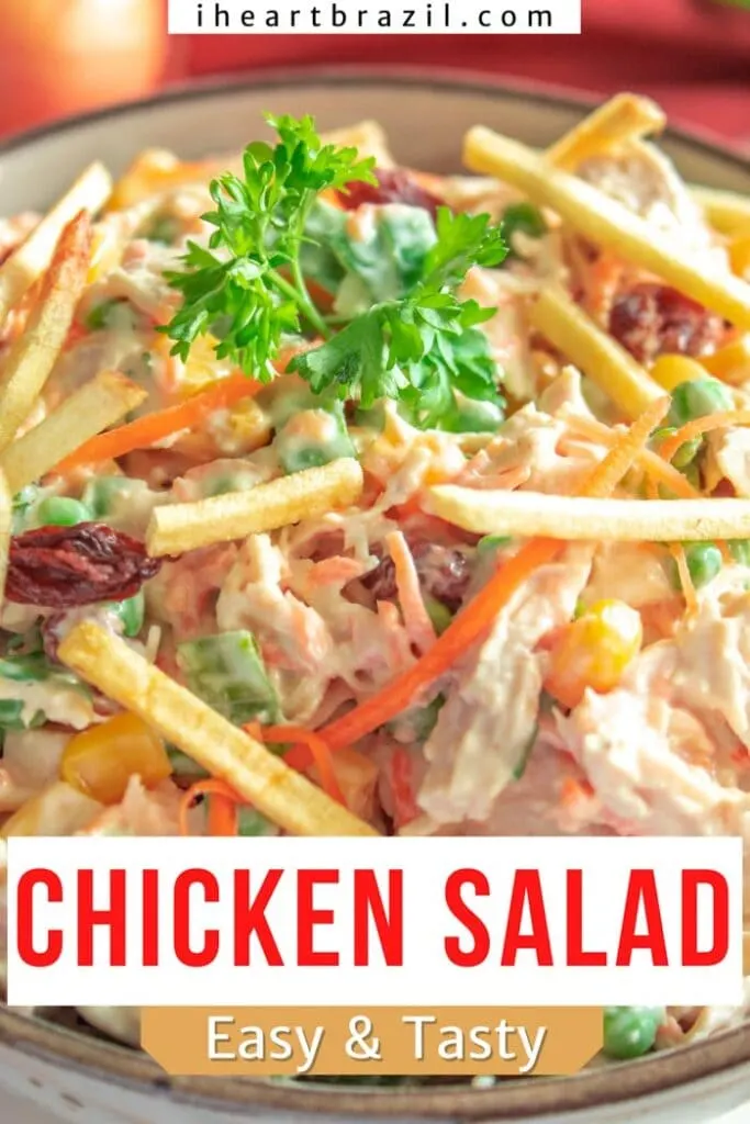 Brazilian chicken salad Pinterest graphic