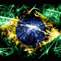 Brazilian flag made of fireworks