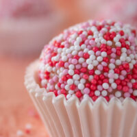 Close up of strawberry brigadeiro