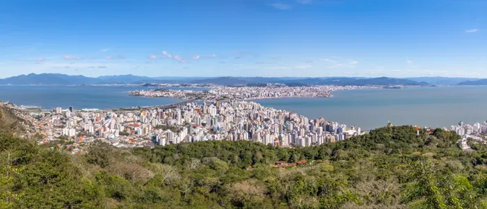 Panoramic view from Morro da Cruz Lookout over Florianopolis