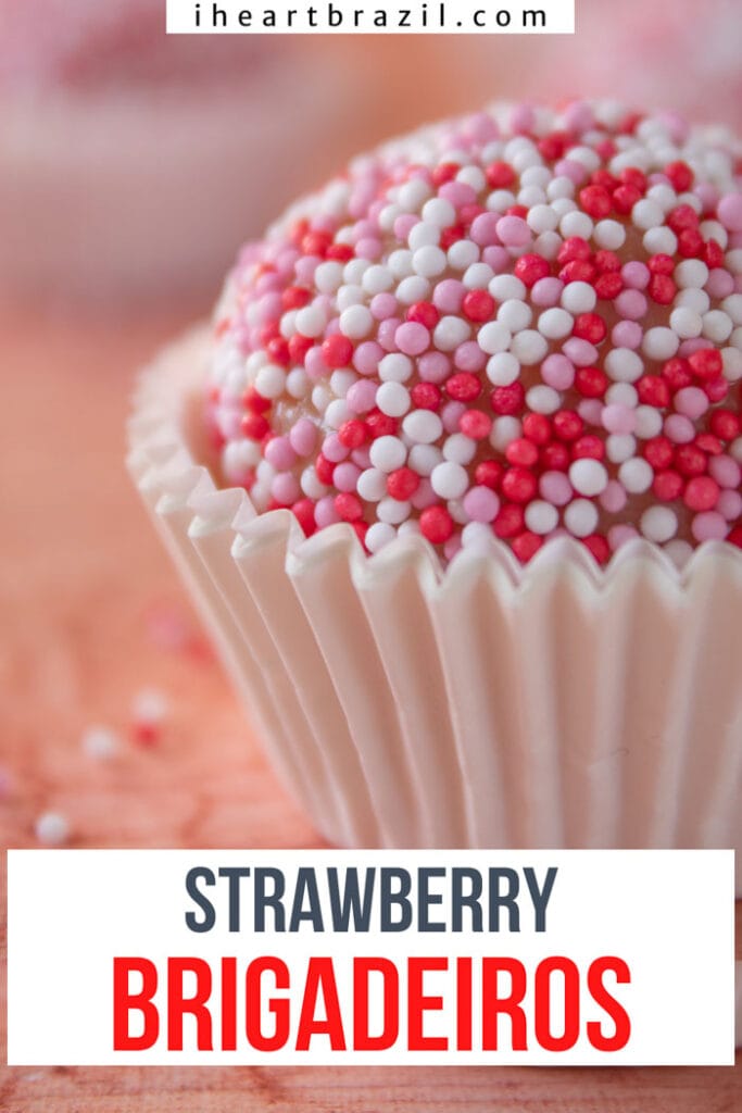 Strawberry brigadeiro Pinterest graphic