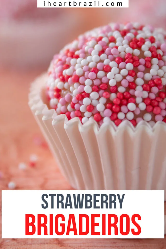 Strawberry brigadeiro Pinterest graphic
