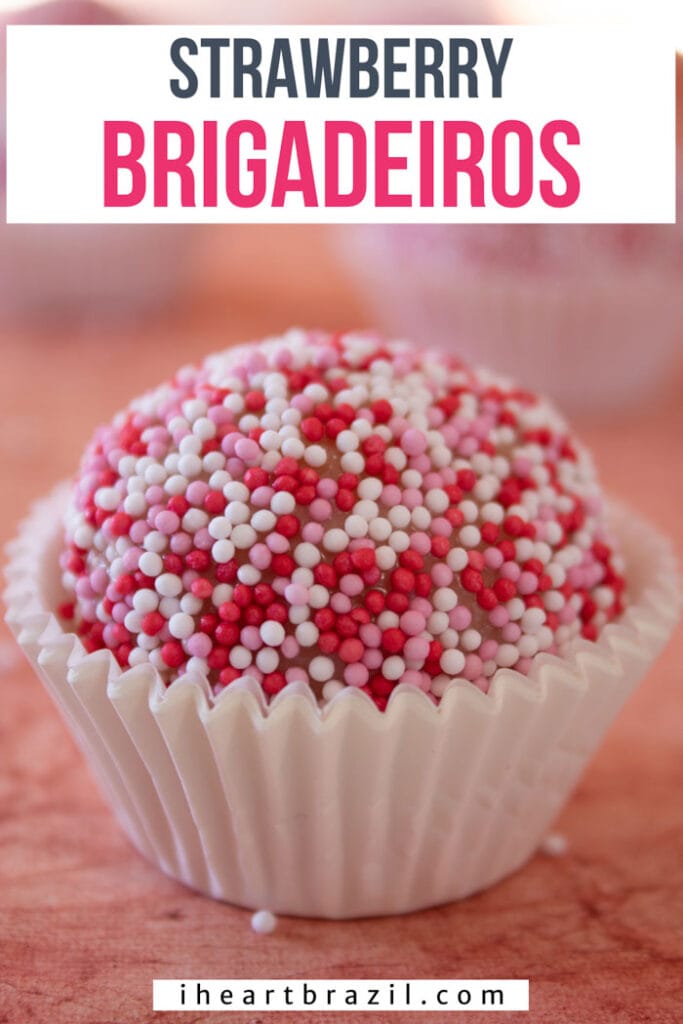 Strawberry brigadeiro Pinterest graphic