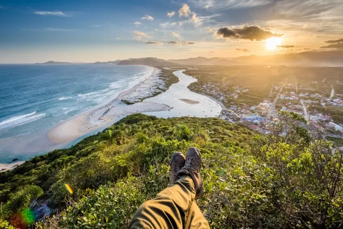 Sunset seen from Pedra do Urubu in Serra do Tabuleiro State Park, Santa Catarina