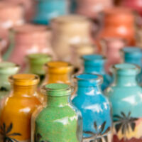 Colored sand bottles are a popular Brazil souvenir