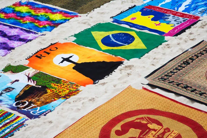 Brazilian beach towel on Ipanema Beach in Rio de Janeiro